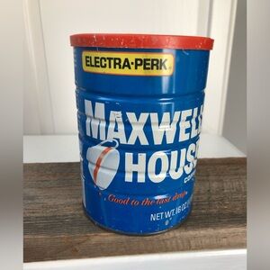 Vintage 1960’s Maxwell House Electra-Perk Dark Roast Metal Coffee Can